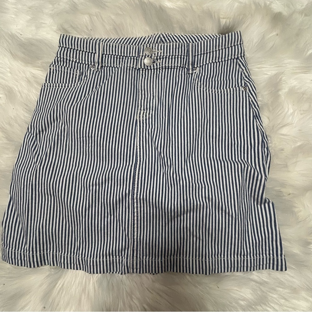 Maurices Blue and White Mini Pencil Skirt A3